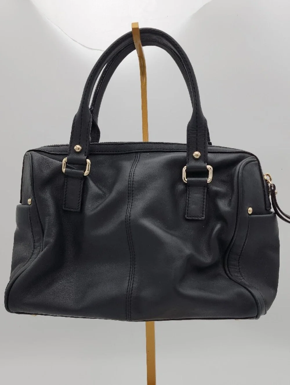 Kate Spade Black Leather Satchel with Gold Hardware